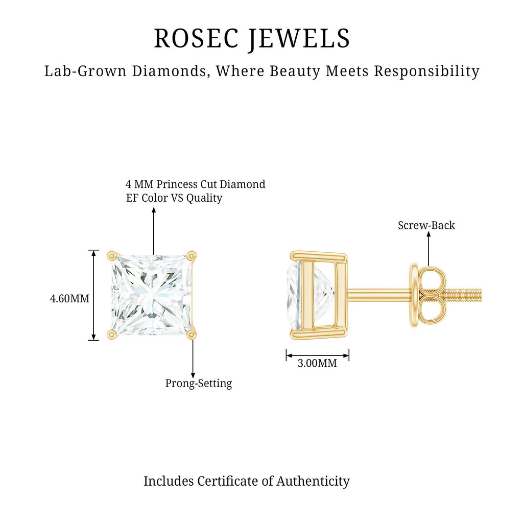 Certified Lab Created Diamond Square Earrings