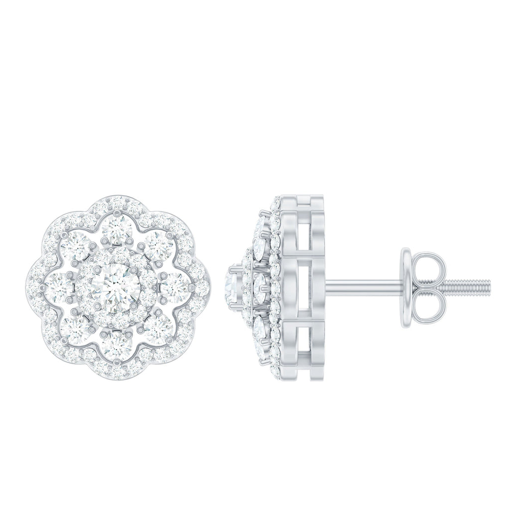 Certified Lab Grown Diamond Flower Bridal Stud Earrings