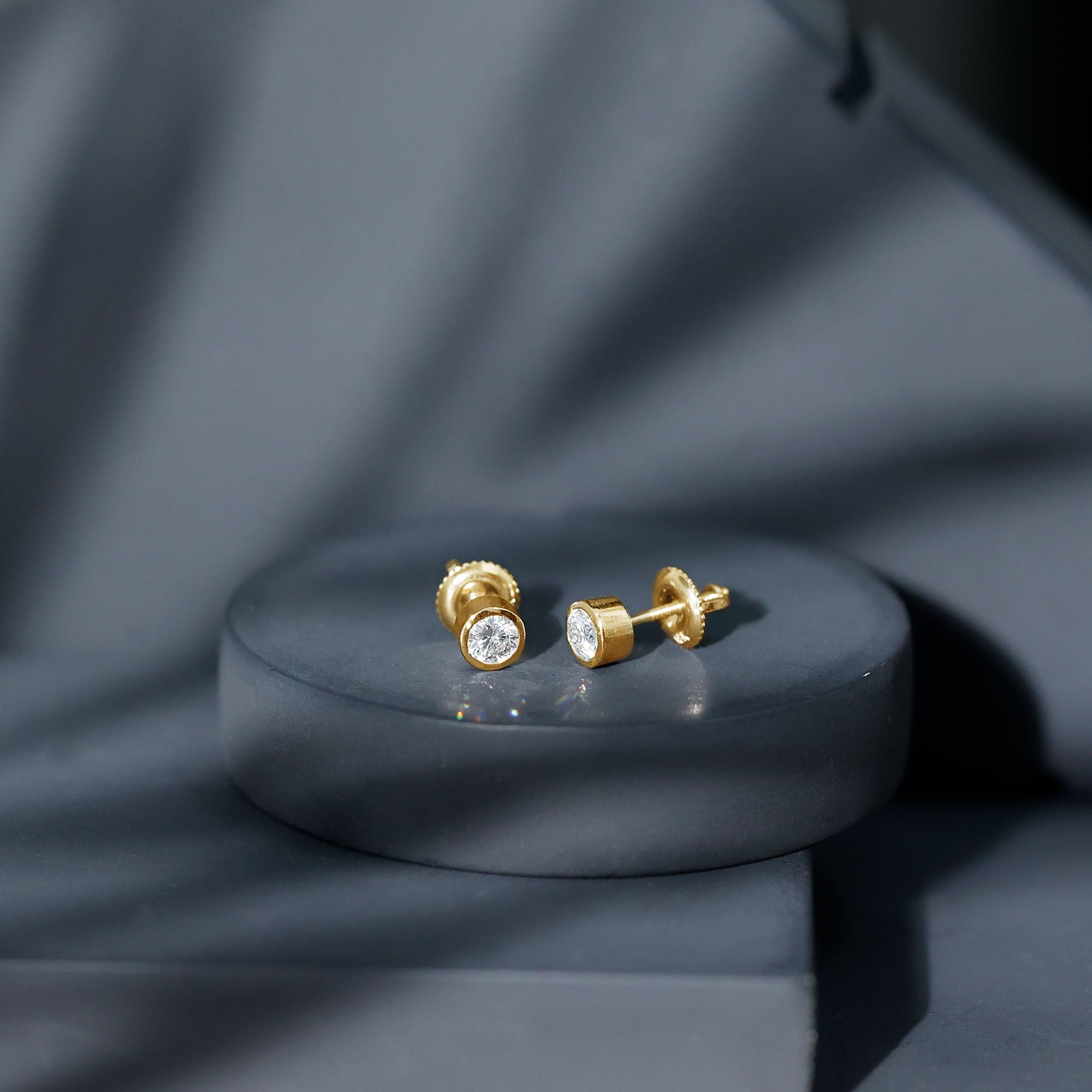 Bezel Set Lab Grown Diamond Solitaire Stud Earrings