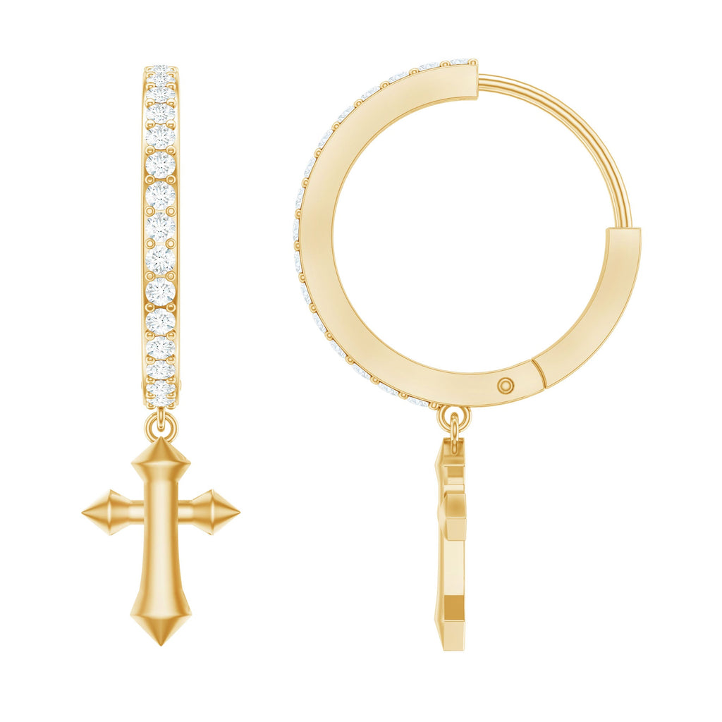 Lab Grown Diamond Holy Cross Hoop Drop Earrings For Women