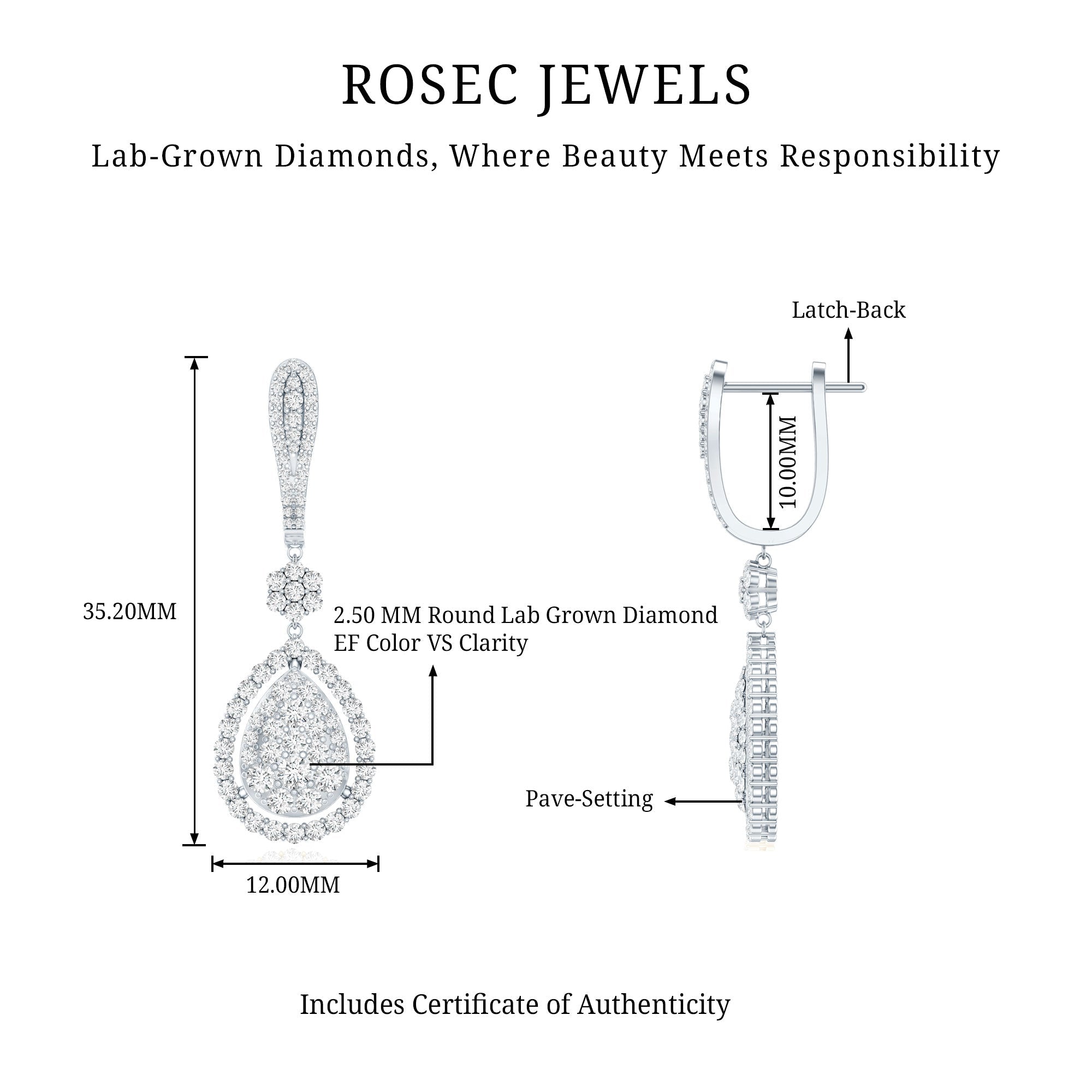 Lab Grown Diamond Bridal Drop Earrings