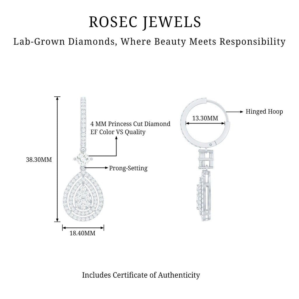Certified Lab Created Diamond Wedding Earrings For Bride