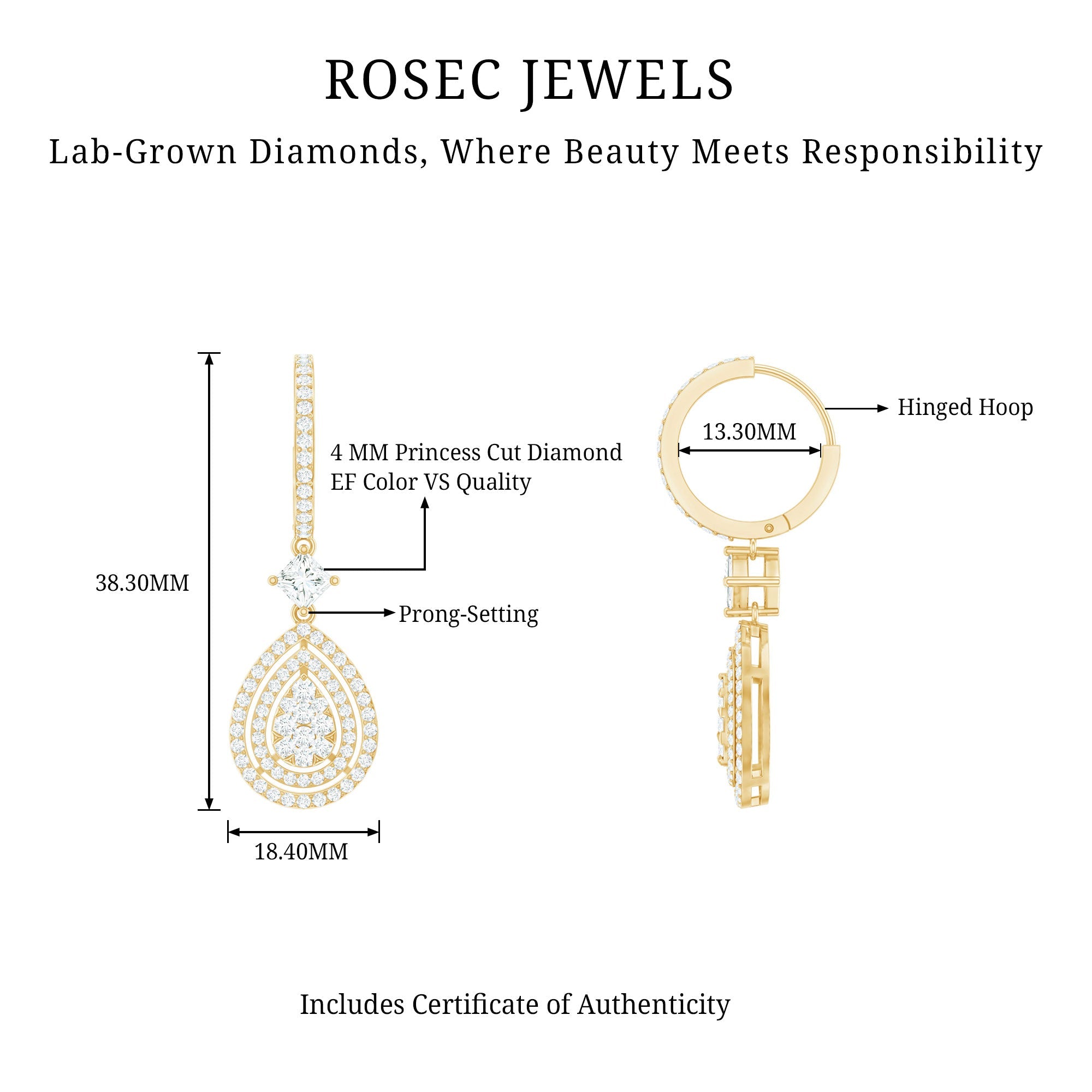 Certified Lab Created Diamond Wedding Earrings For Bride