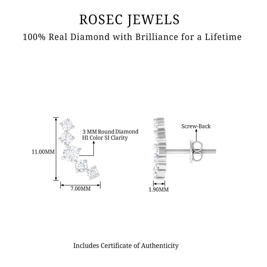 1/2 CT Minimal Diamond Climber and Crawler Earrings