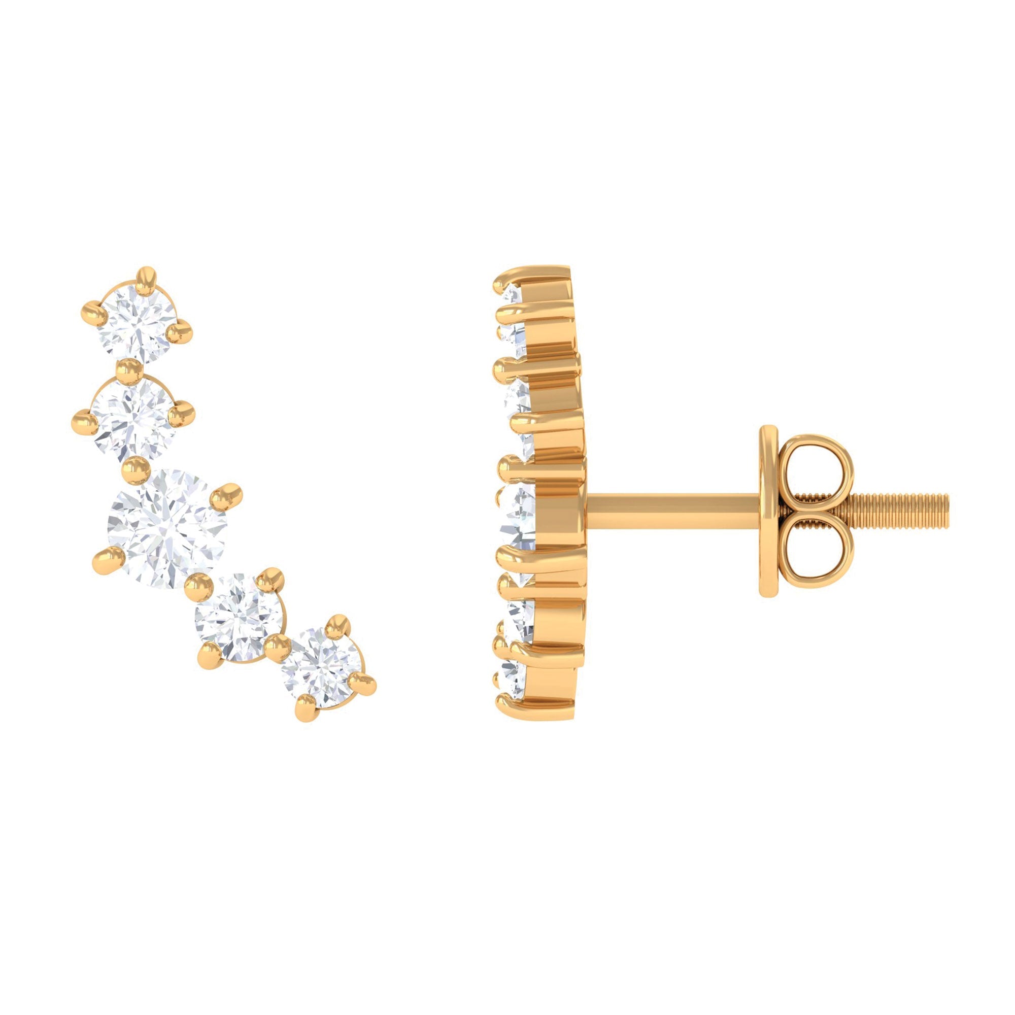1/2 CT Minimal Diamond Climber and Crawler Earrings