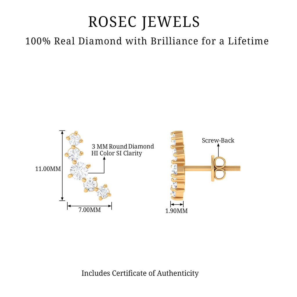 1/2 CT Minimal Diamond Climber and Crawler Earrings