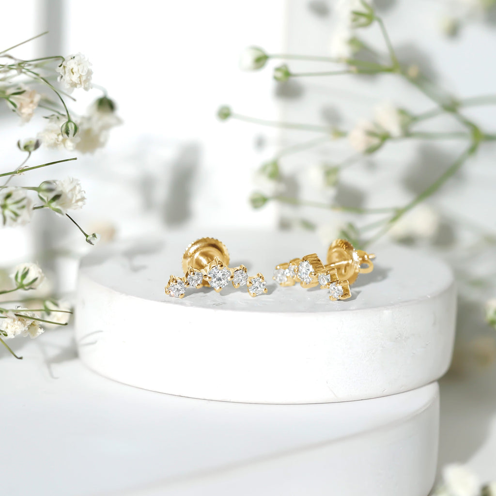 1/2 CT Minimal Diamond Climber and Crawler Earrings