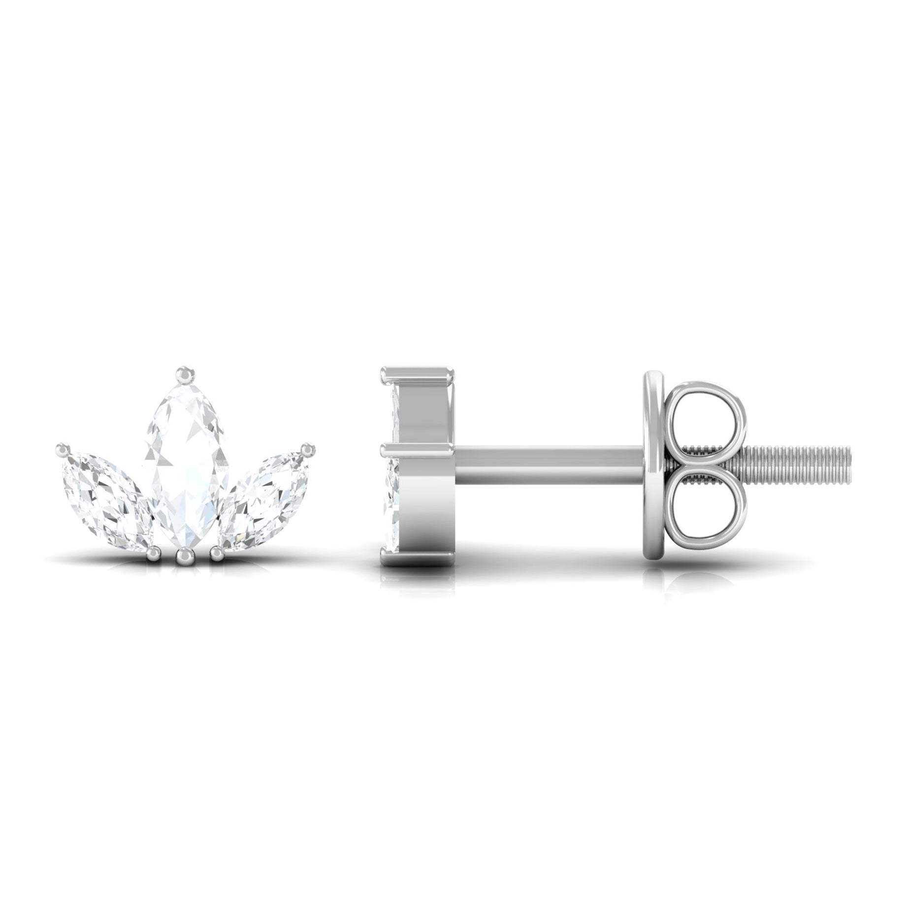1/2 CT Marquise Cut Diamond Leaf Stud Earrings