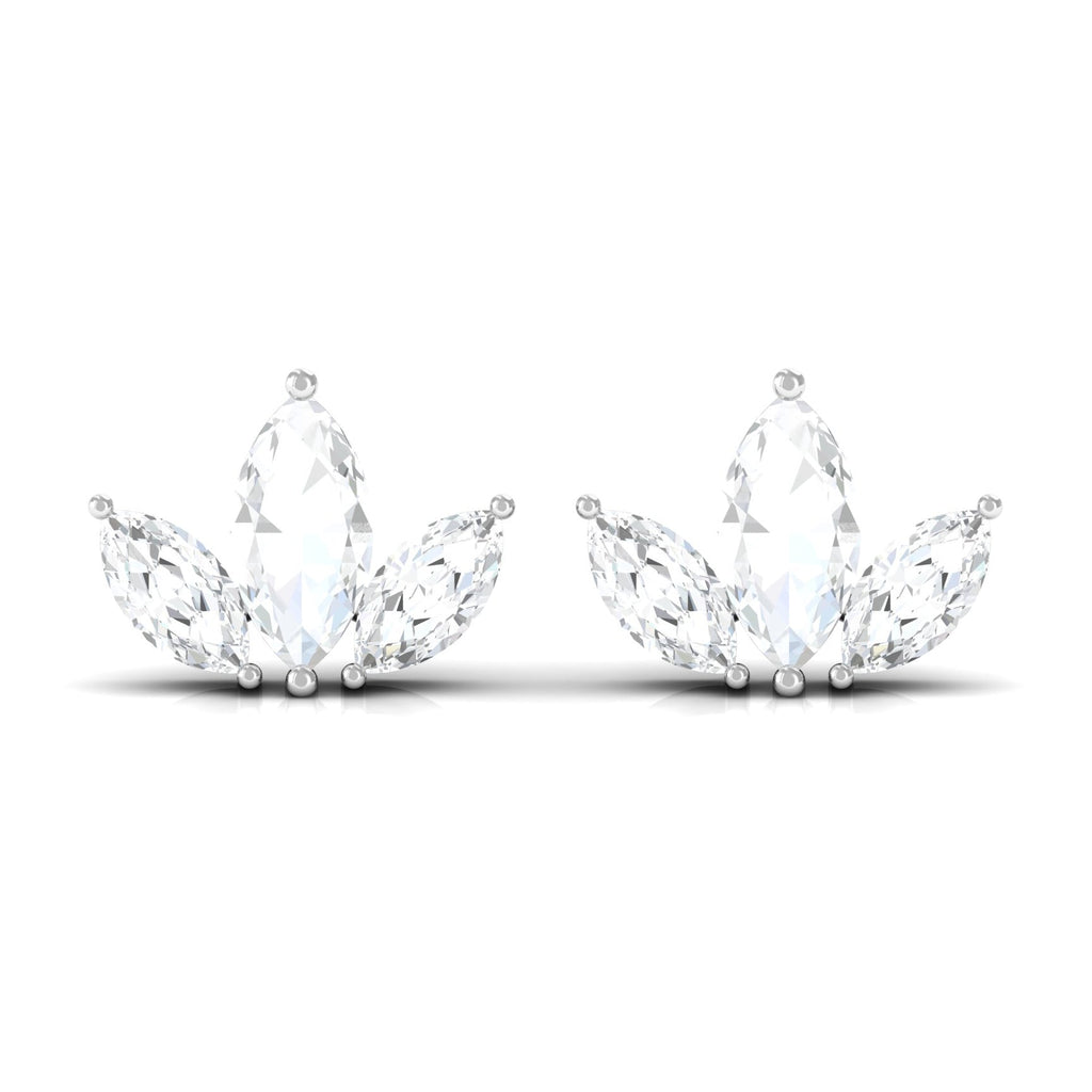1/2 CT Marquise Cut Diamond Leaf Stud Earrings