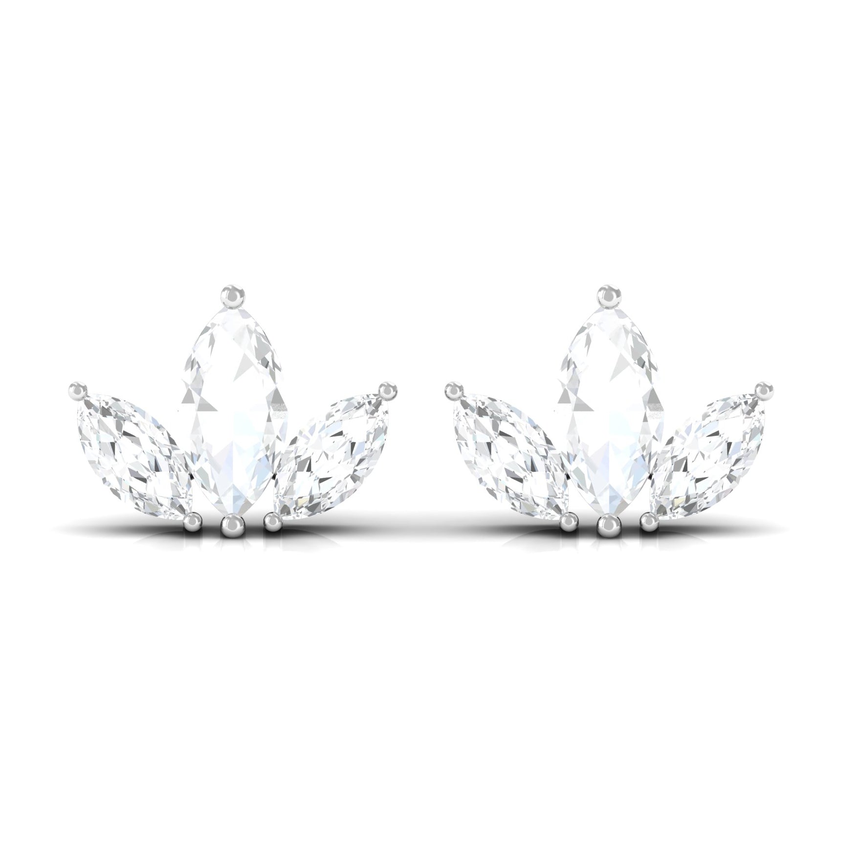 1/2 CT Marquise Cut Diamond Leaf Stud Earrings