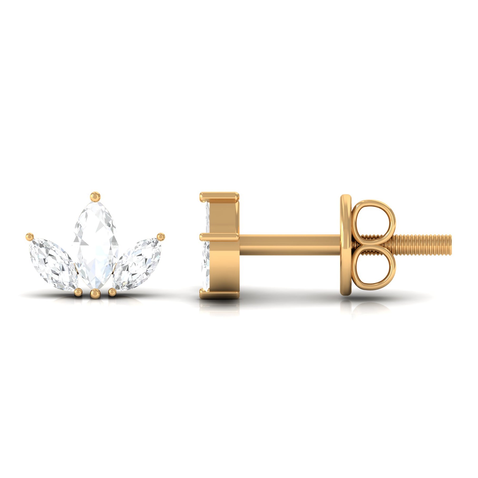 1/2 CT Marquise Cut Diamond Leaf Stud Earrings