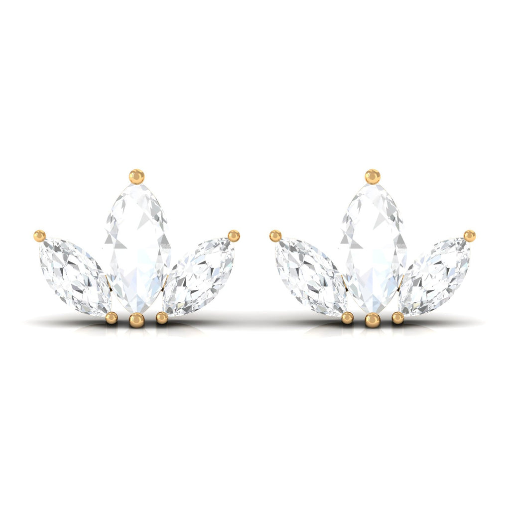1/2 CT Marquise Cut Diamond Leaf Stud Earrings