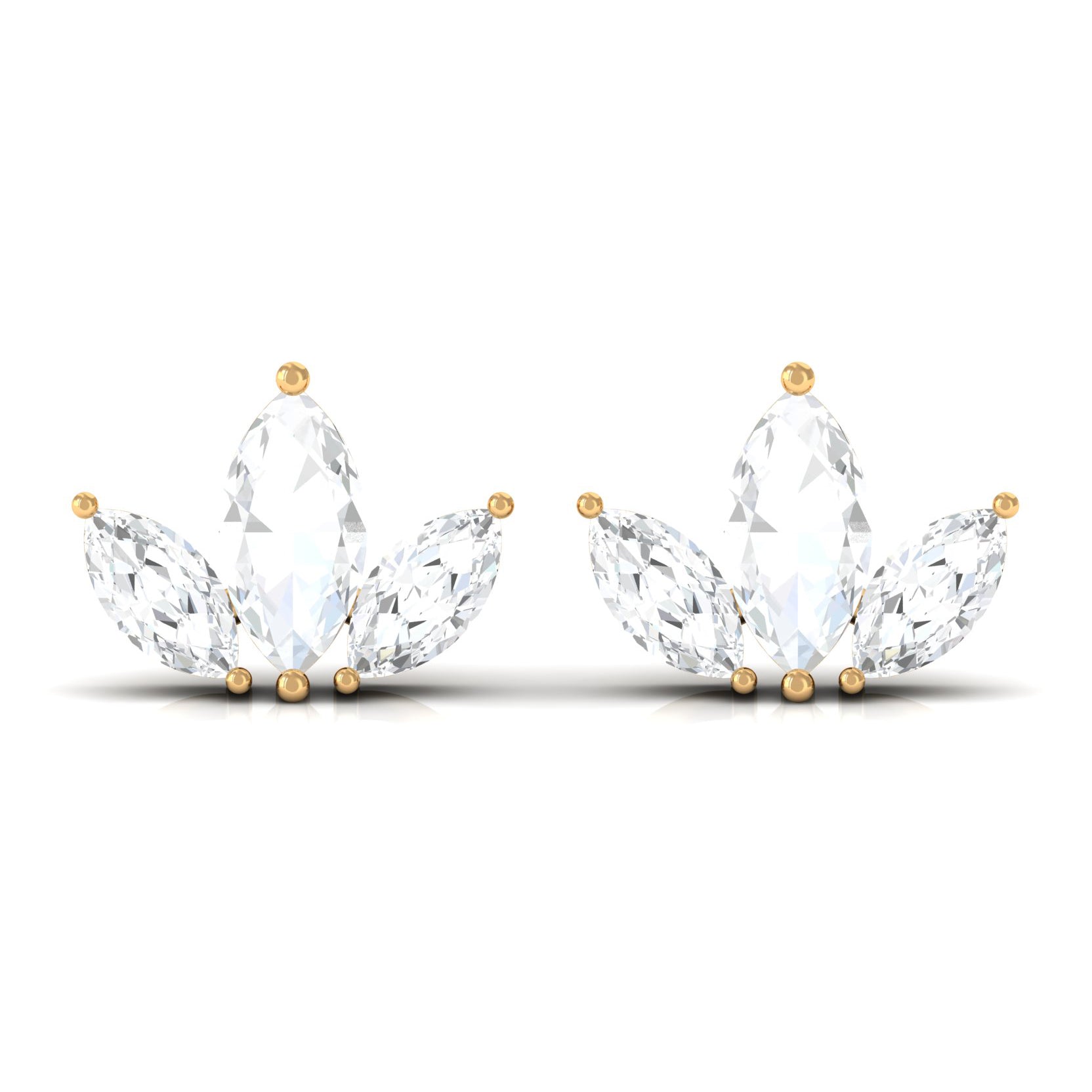 1/2 CT Marquise Cut Diamond Leaf Stud Earrings