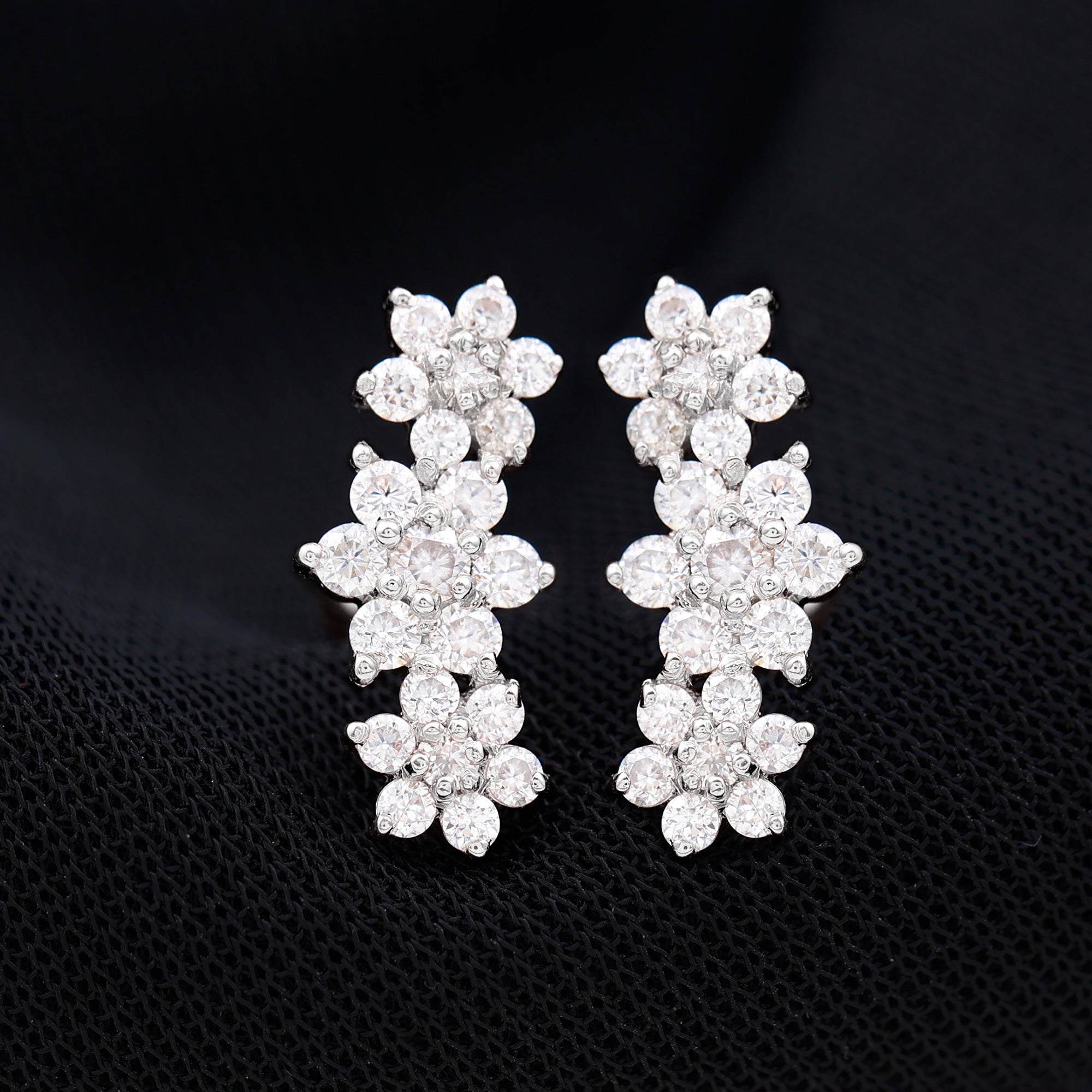 Certified Moissanite Flower Stud Earrings for Women