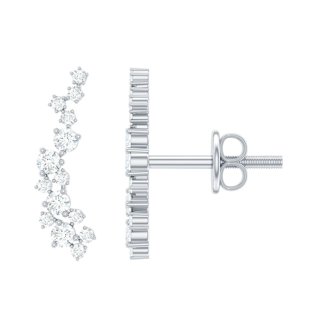 Certified Moissanite Ear Climber Earrings