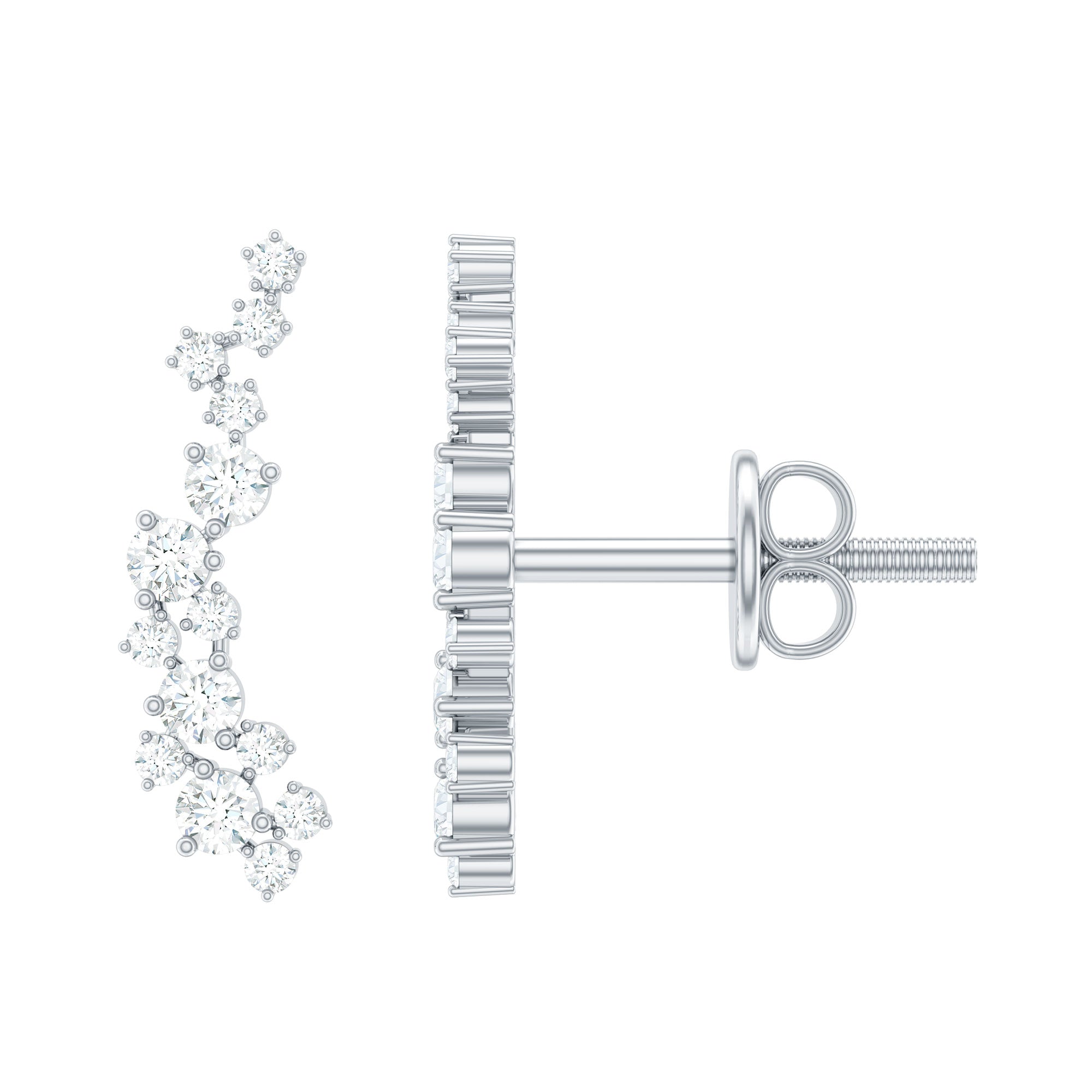 Certified Moissanite Ear Climber Earrings