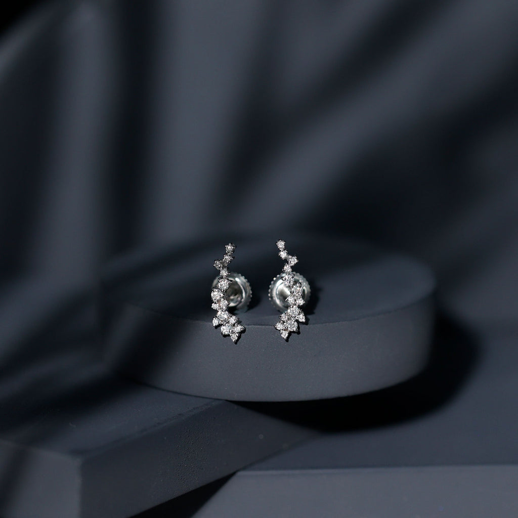 Certified Moissanite Ear Climber Earrings
