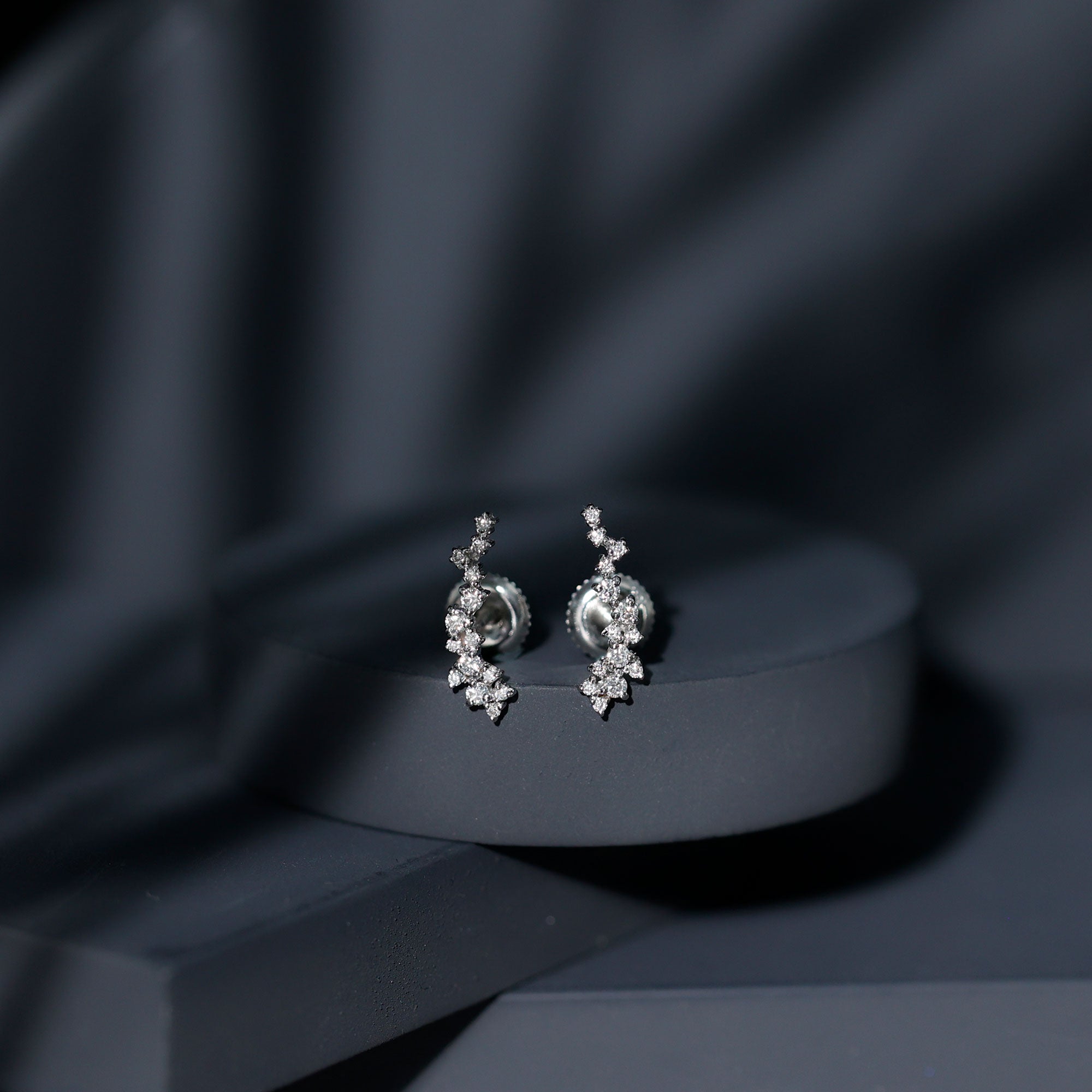 Certified Moissanite Ear Climber Earrings