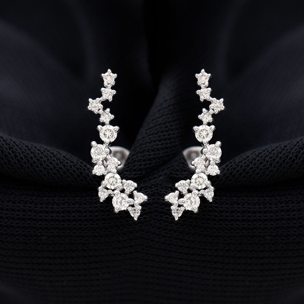 Certified Moissanite Ear Climber Earrings