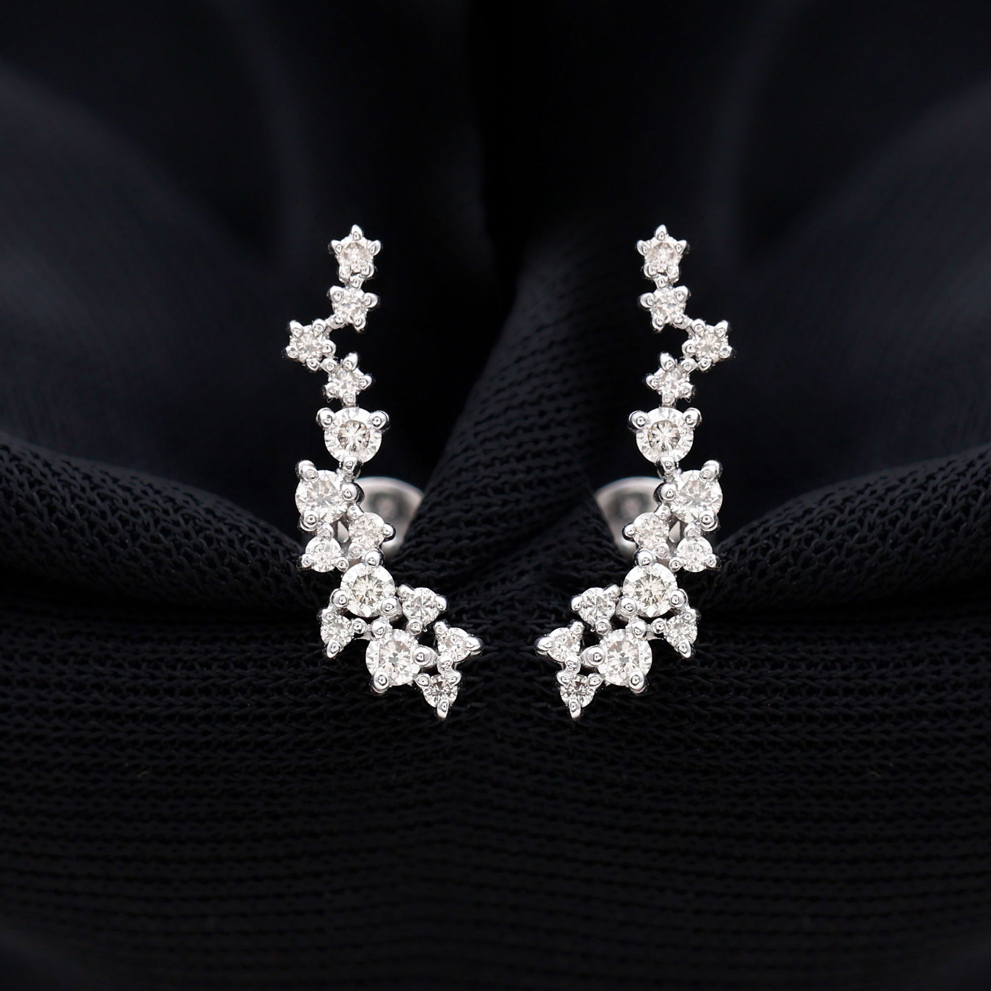 Certified Moissanite Ear Climber Earrings