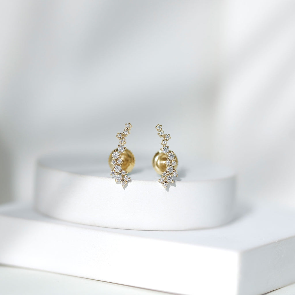 Certified Moissanite Ear Climber Earrings
