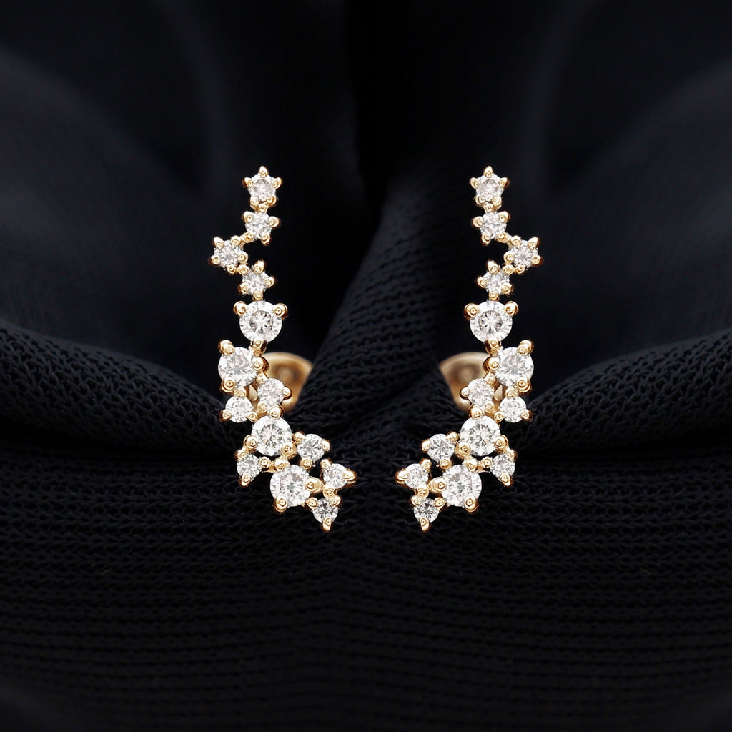 Certified Moissanite Ear Climber Earrings