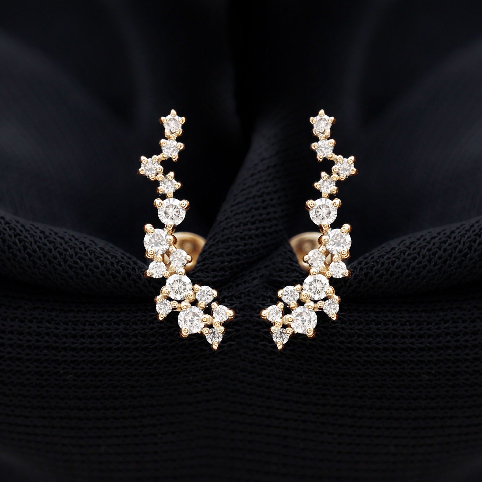 Certified Moissanite Ear Climber Earrings