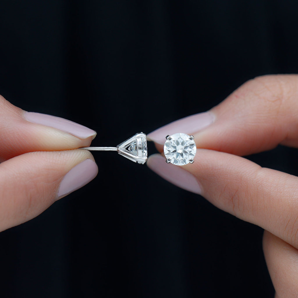 7MM Moissanite Solitaire Stud Earrings for Women