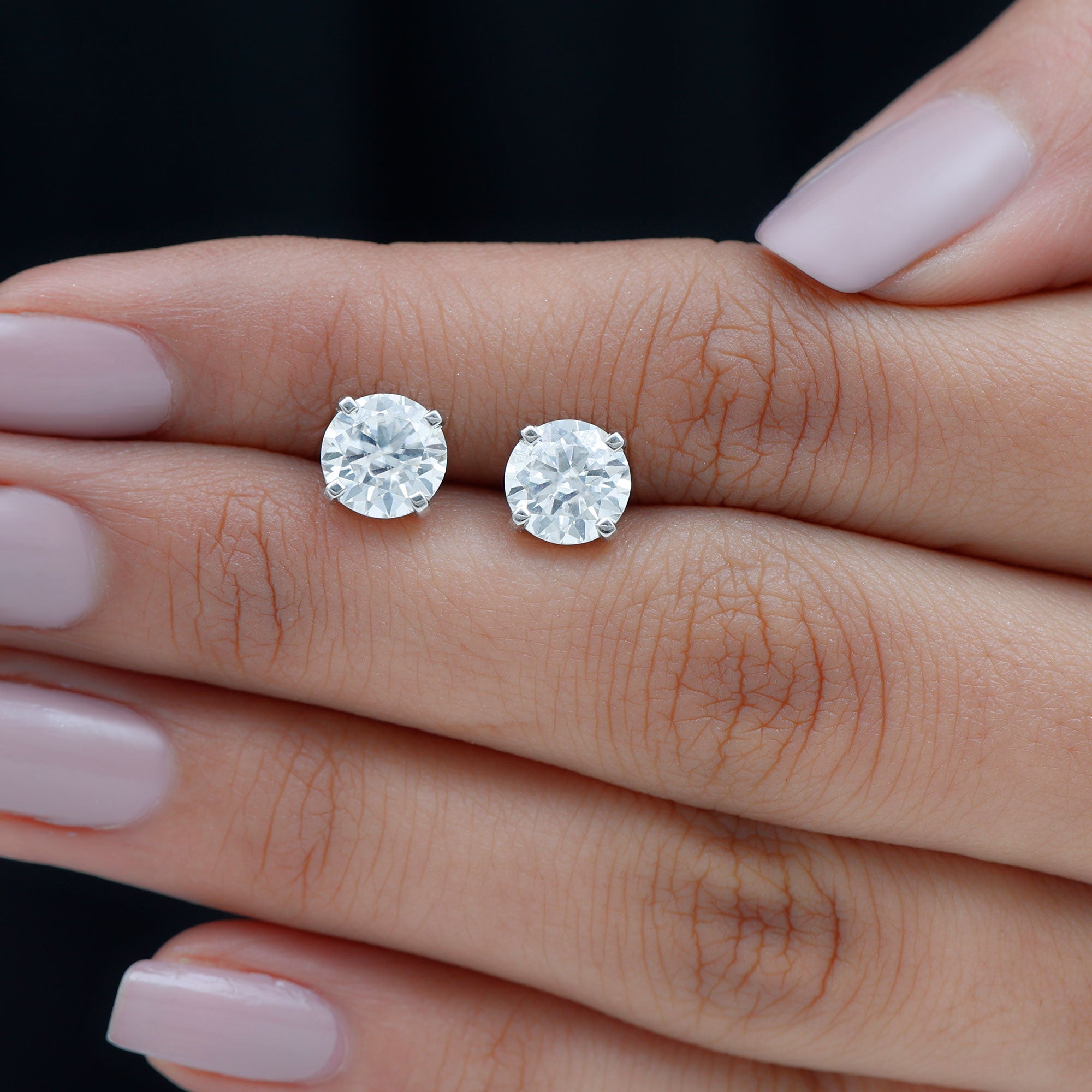 7MM Moissanite Solitaire Stud Earrings for Women