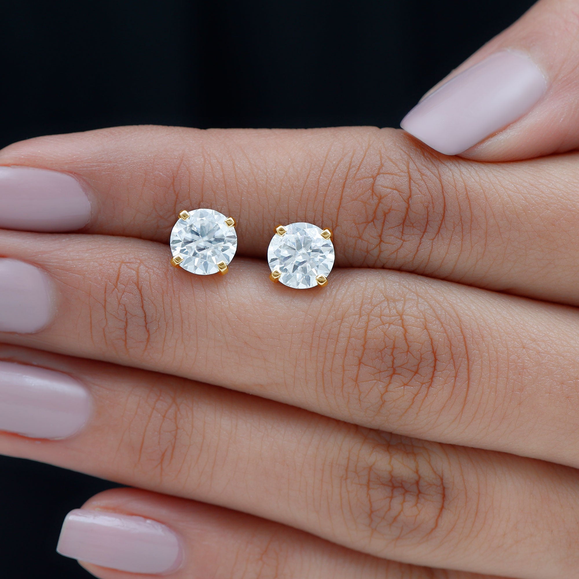 7MM Moissanite Solitaire Stud Earrings for Women