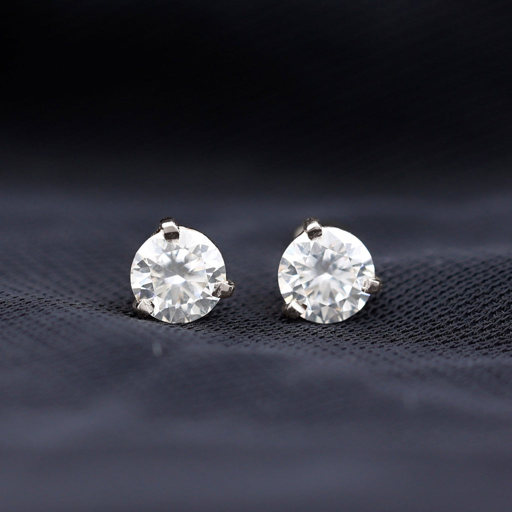 1 Carat Certified Moissanite Martini Stud Earrings