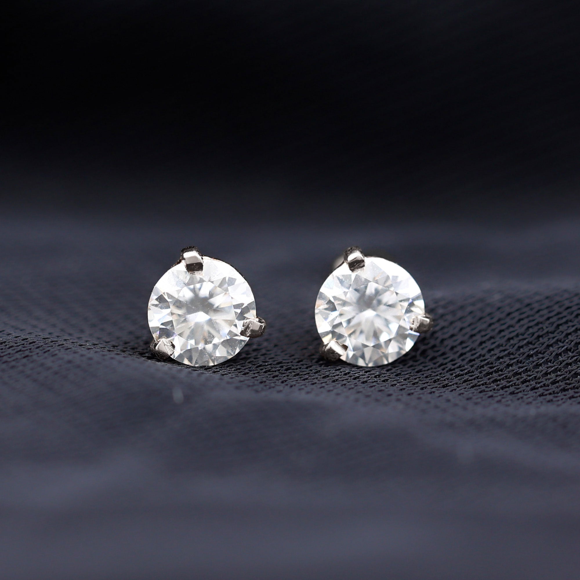1 Carat Certified Moissanite Martini Stud Earrings