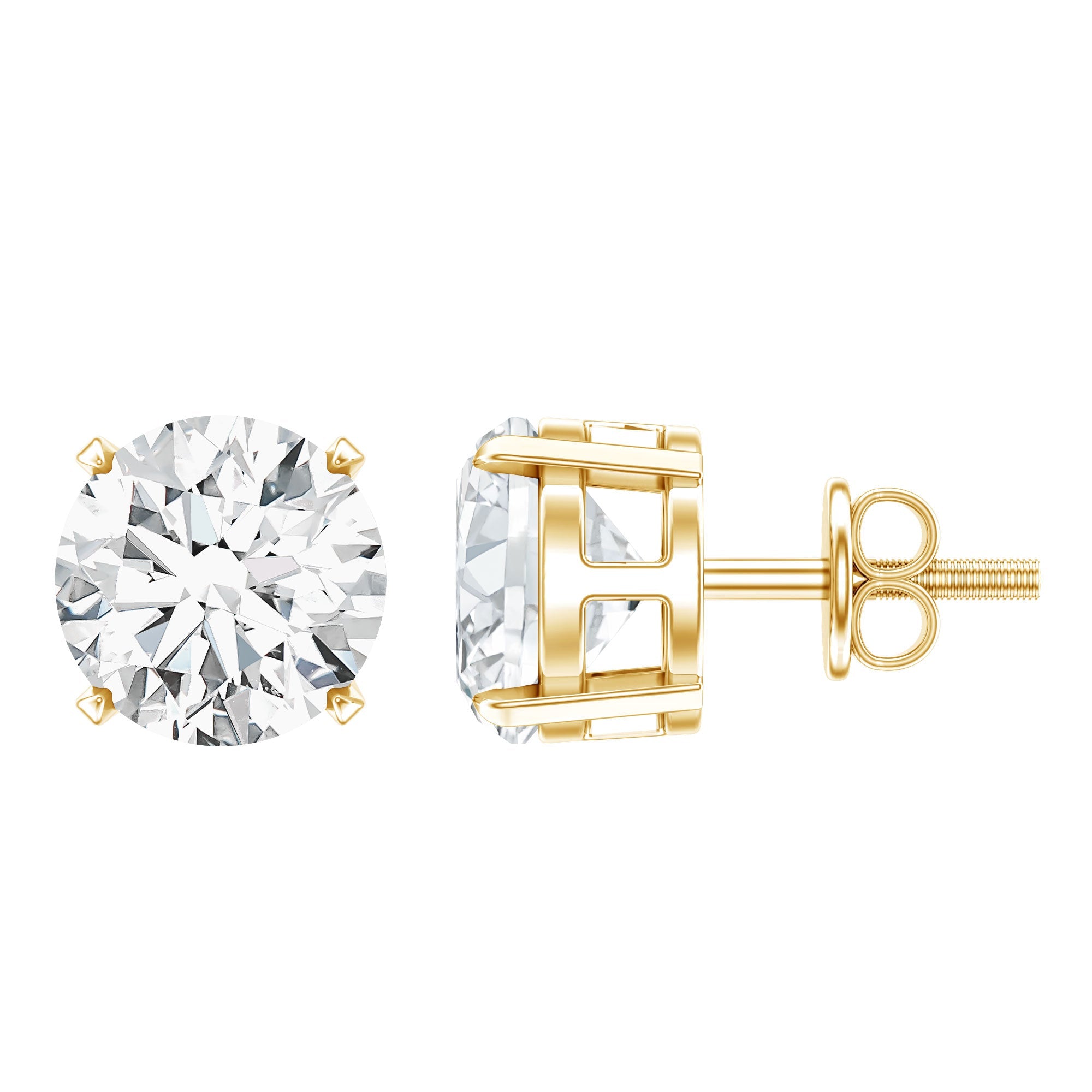 2.5 Carat Round Moissanite Studs in Claw Setting