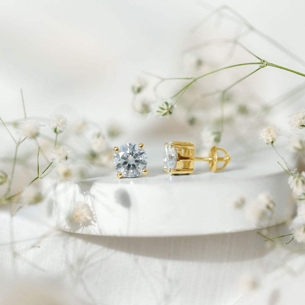 2.5 Carat Round Moissanite Studs in Claw Setting