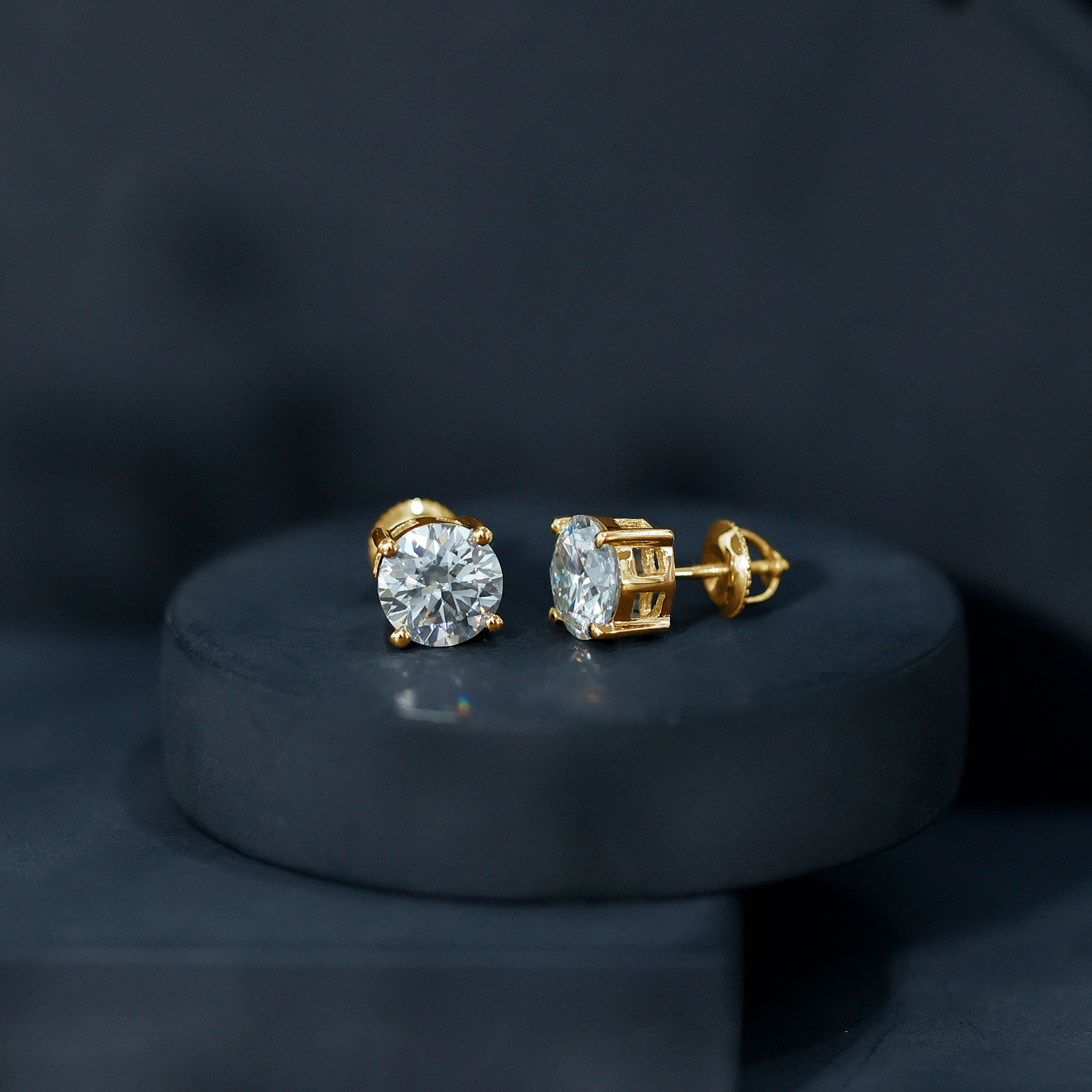 2.5 Carat Round Moissanite Studs in Claw Setting