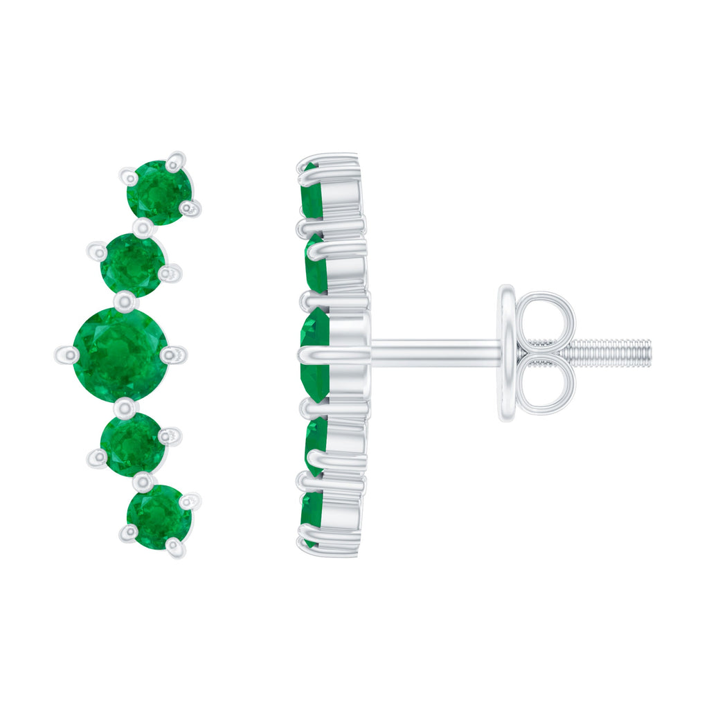 Emerald Stud Climber Earrings