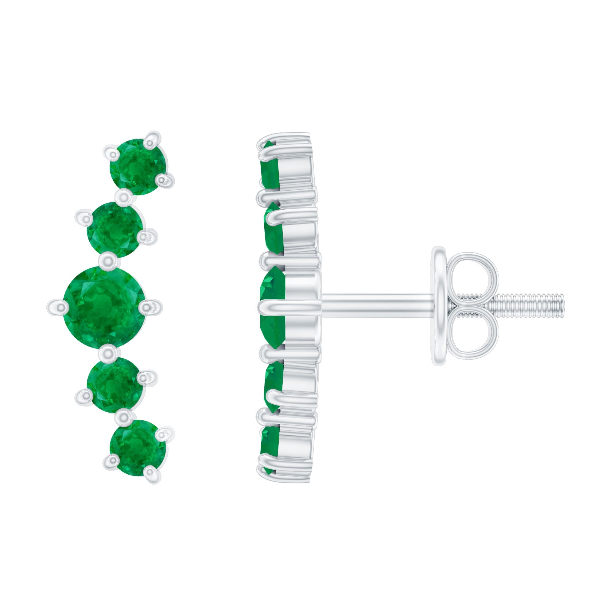 Emerald Stud Climber Earrings