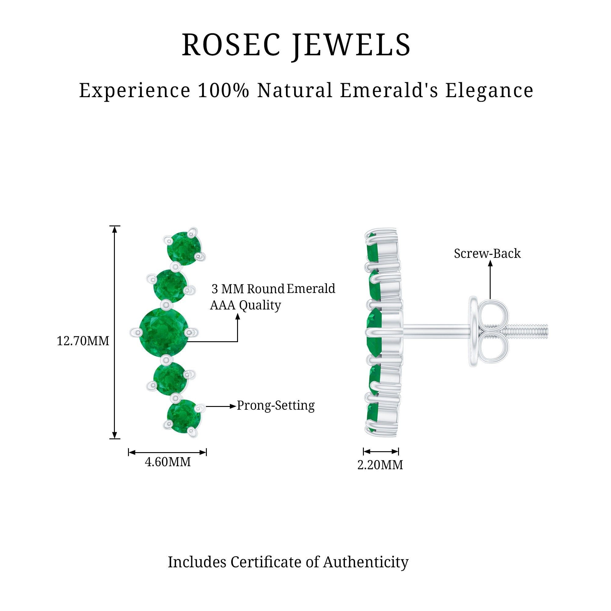 Emerald Stud Climber Earrings