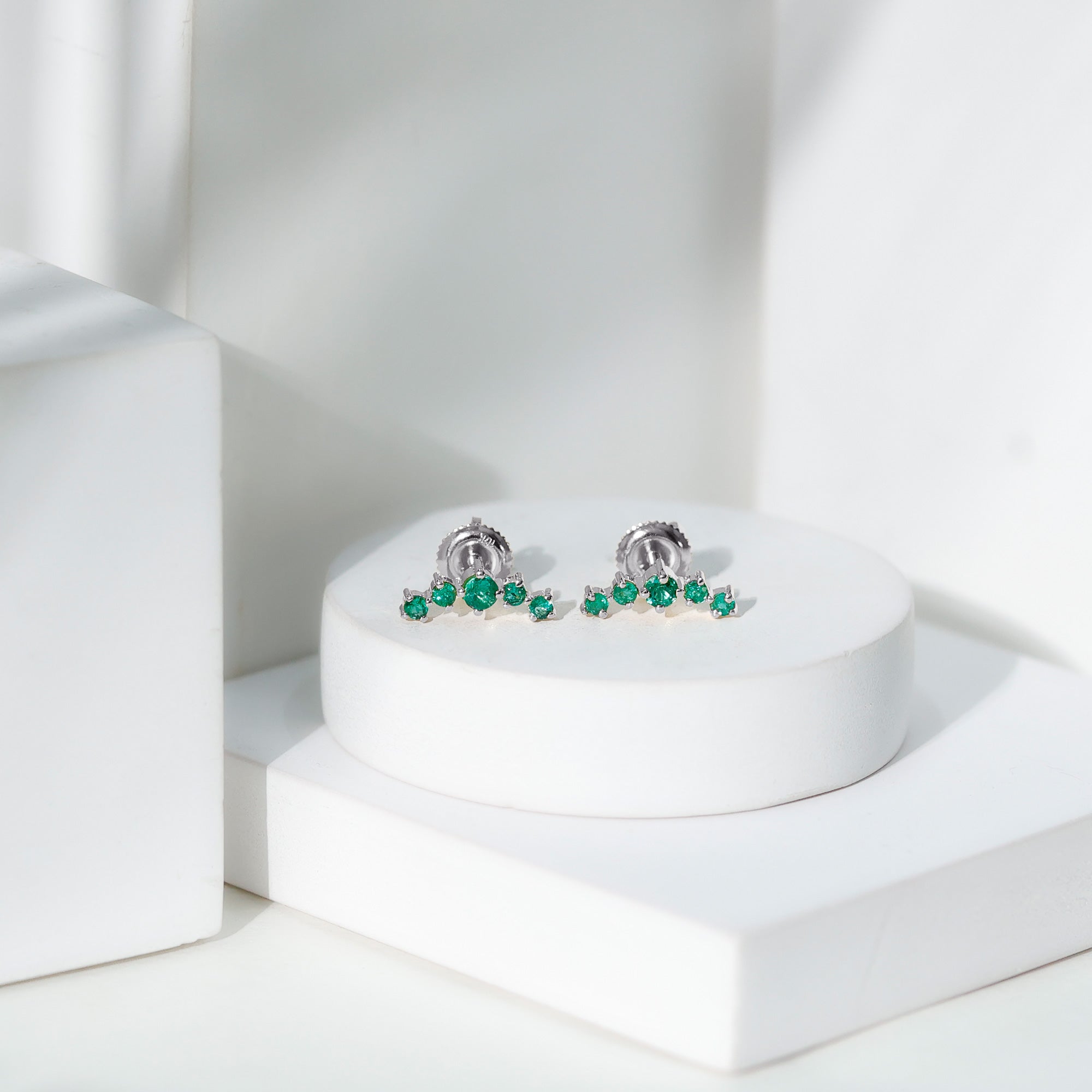 Emerald Stud Climber Earrings