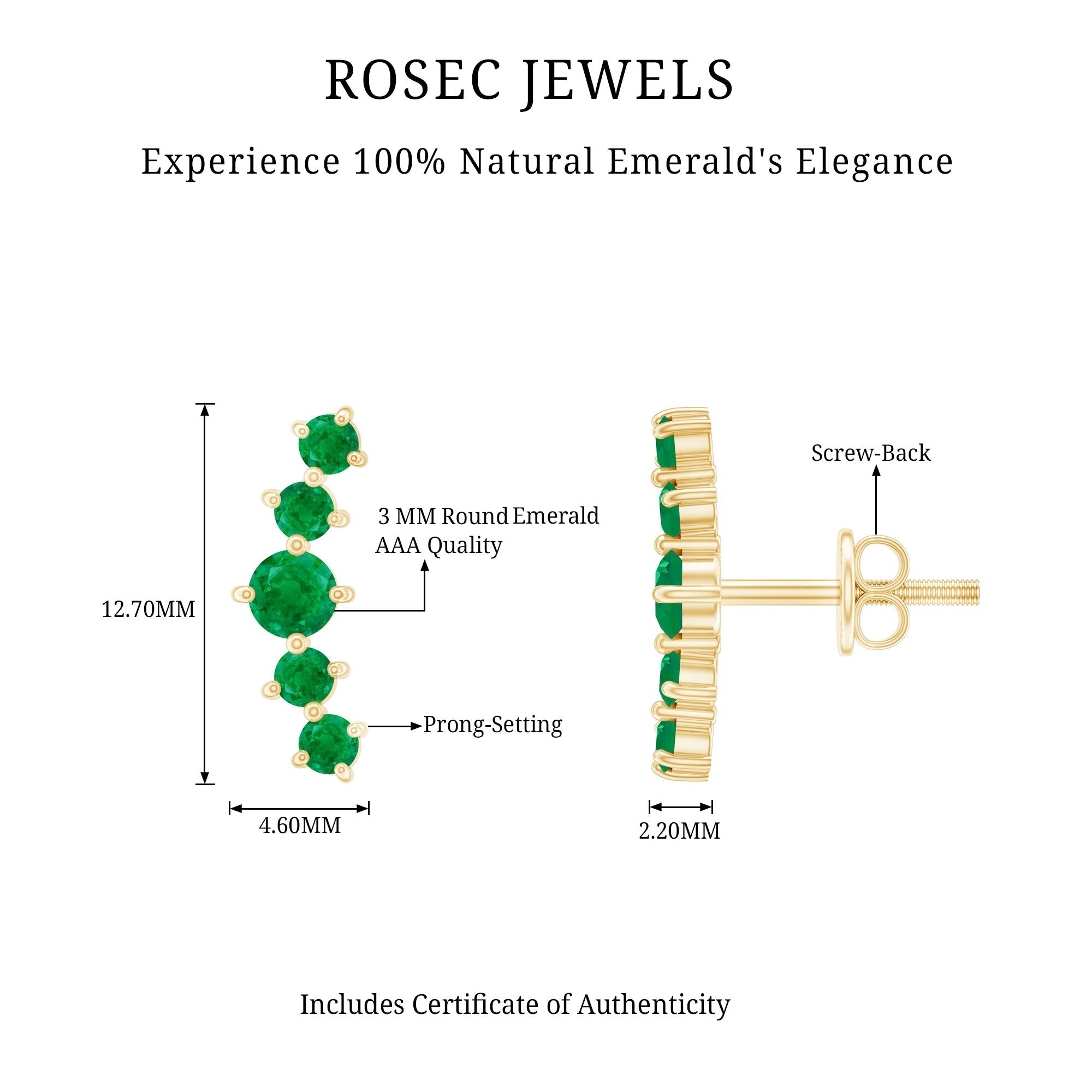 Emerald Stud Climber Earrings