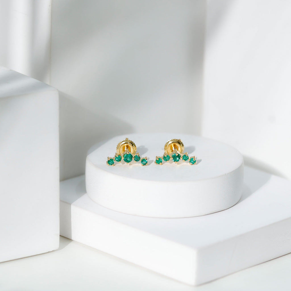 Emerald Stud Climber Earrings