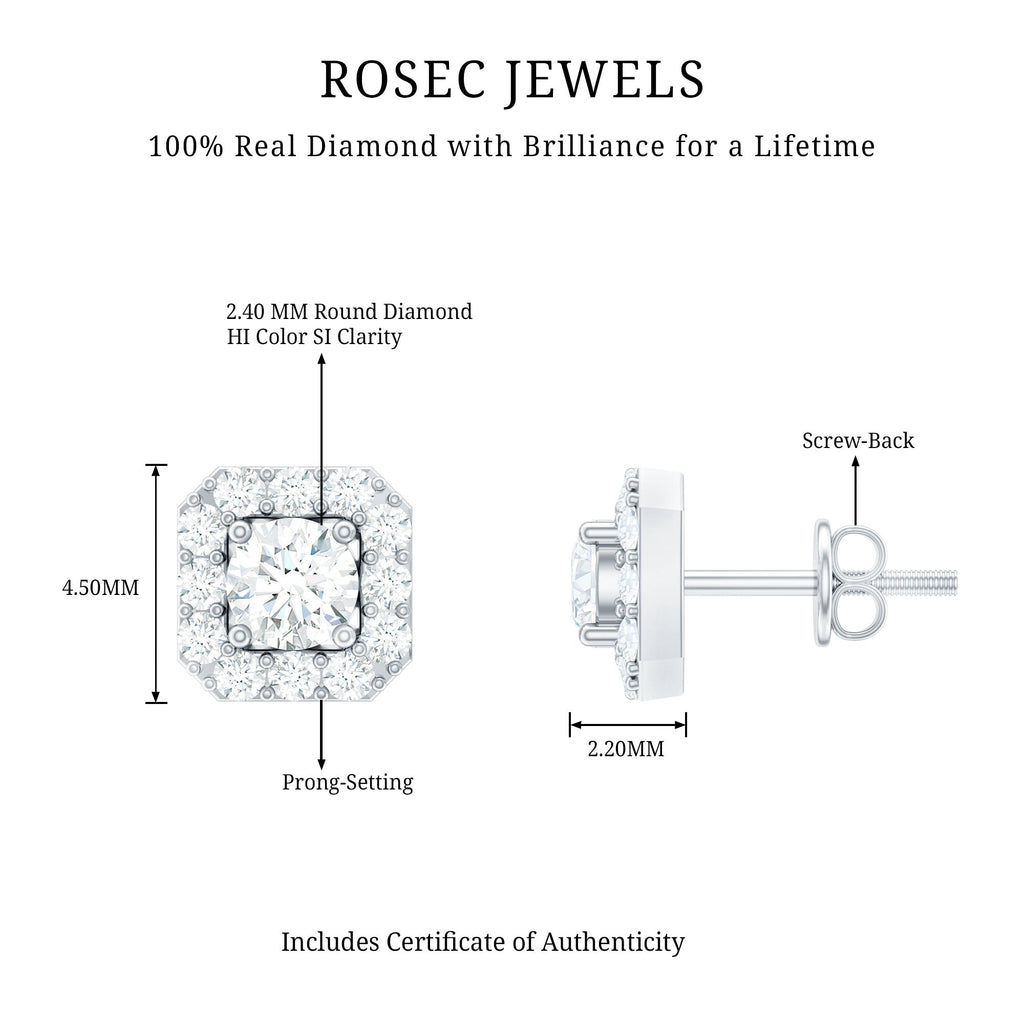 1/4 CT Solitaire Diamond Stud Earrings with Halo