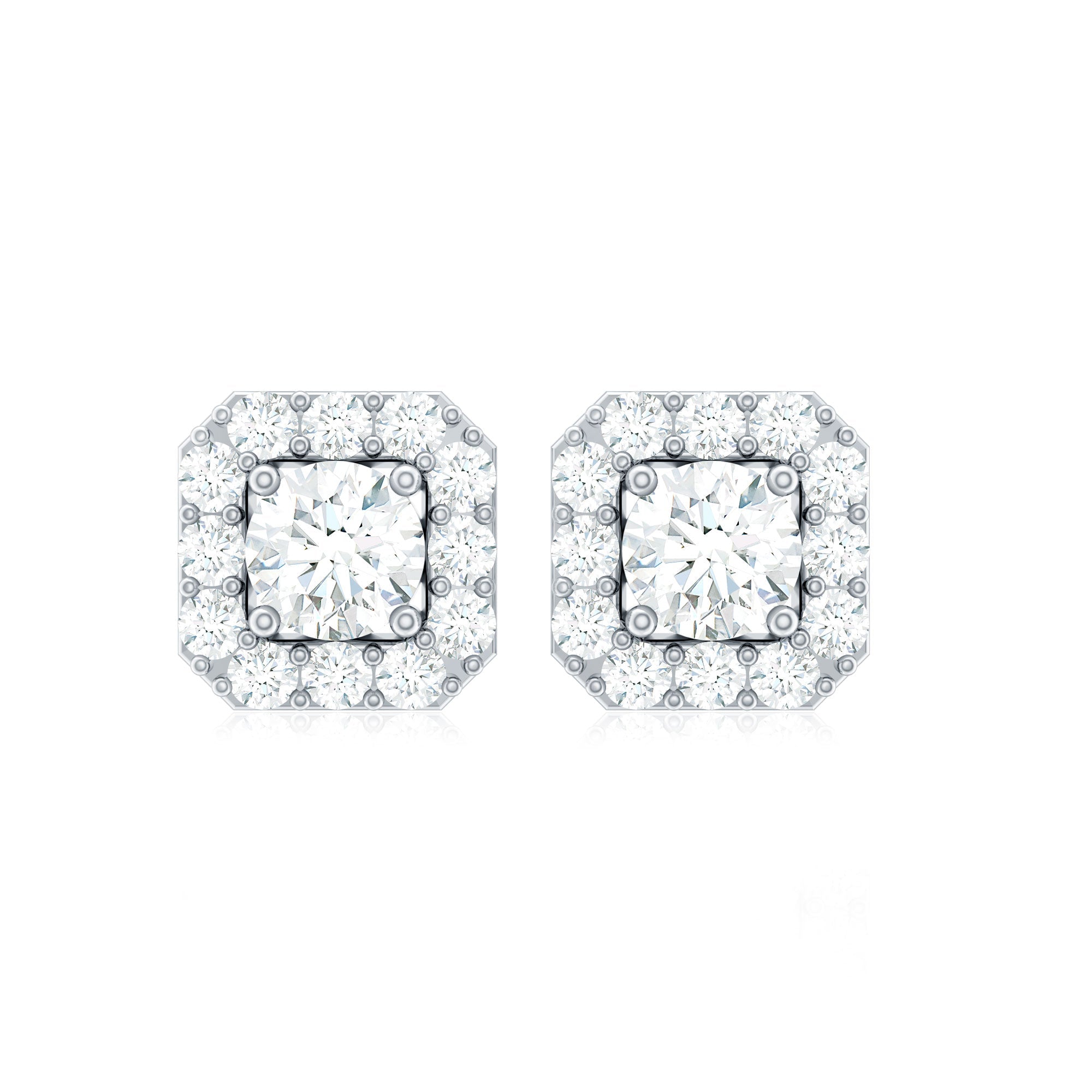 1/4 CT Solitaire Diamond Stud Earrings with Halo