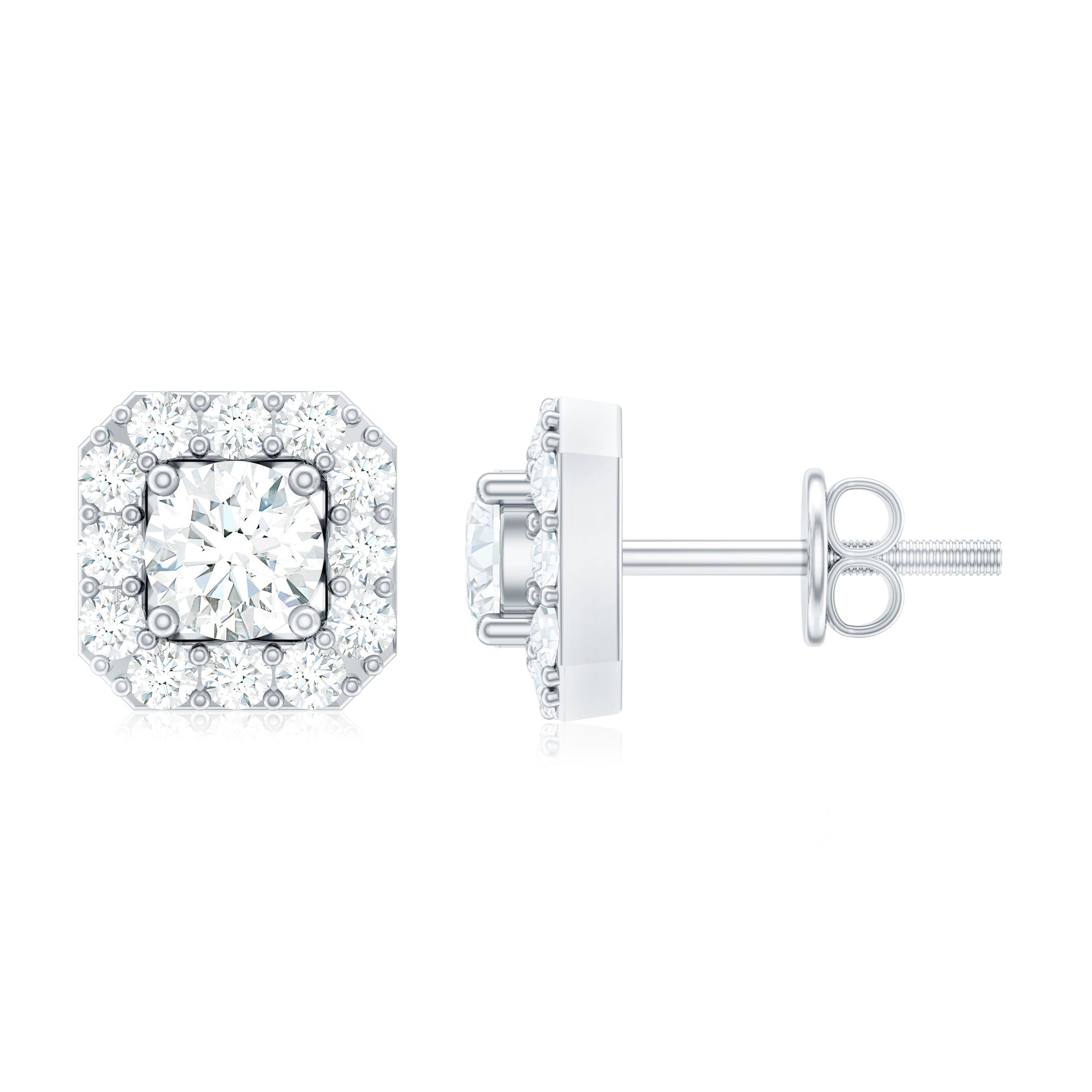 1/4 CT Solitaire Diamond Stud Earrings with Halo