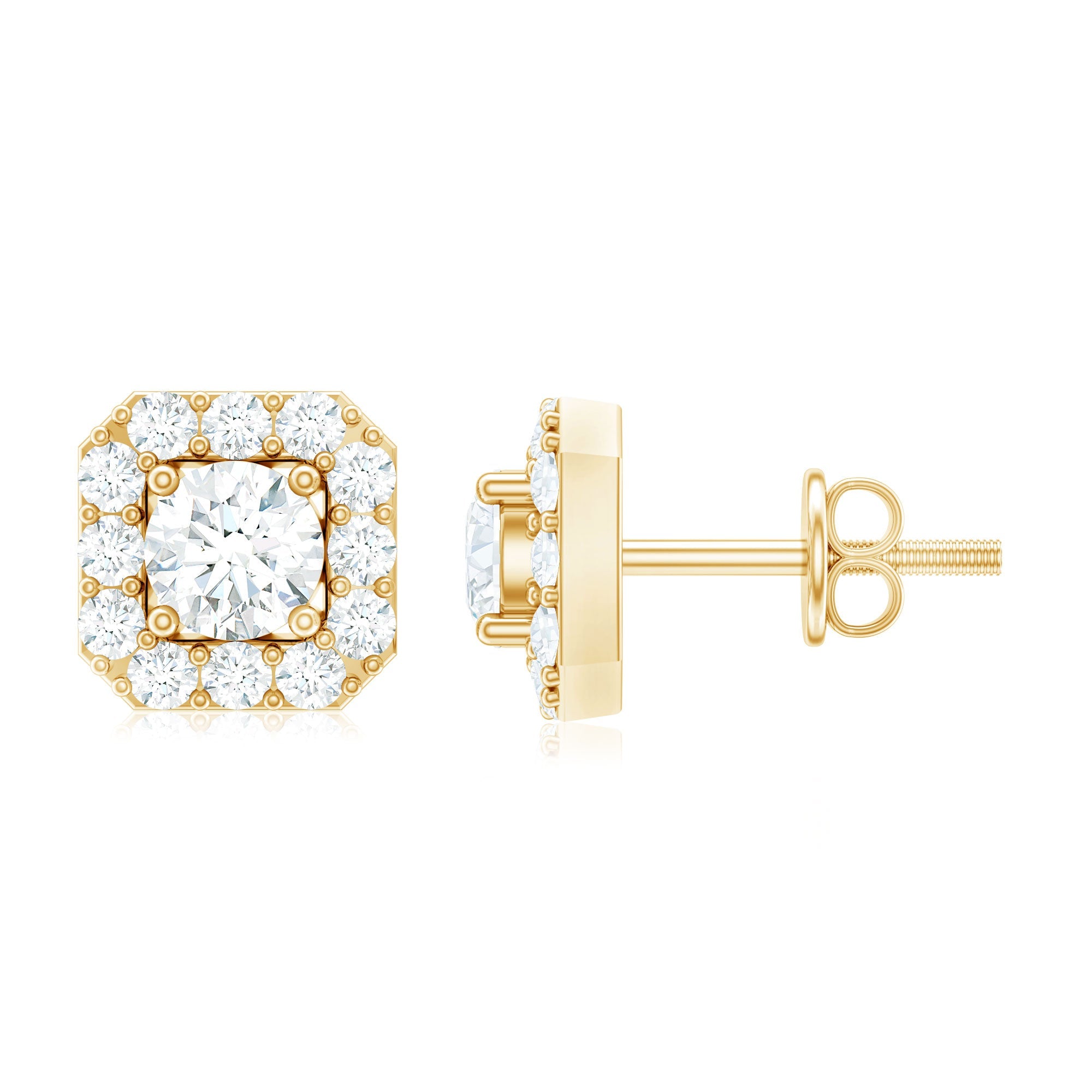 1/4 CT Solitaire Diamond Stud Earrings with Halo