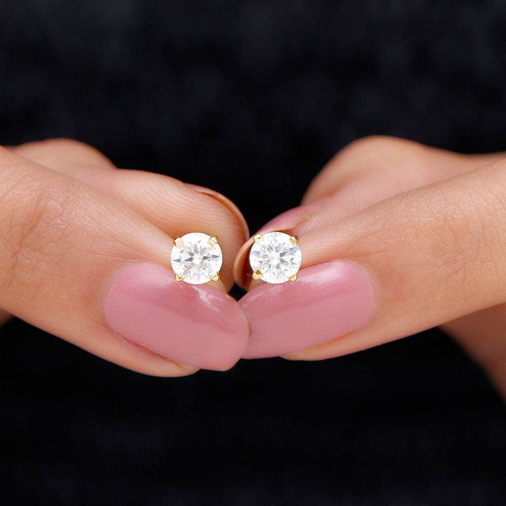 5 MM Round Shape Solitaire Moissanite Stud Earrings