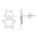 Double Star Stud Earrings with Diamond
