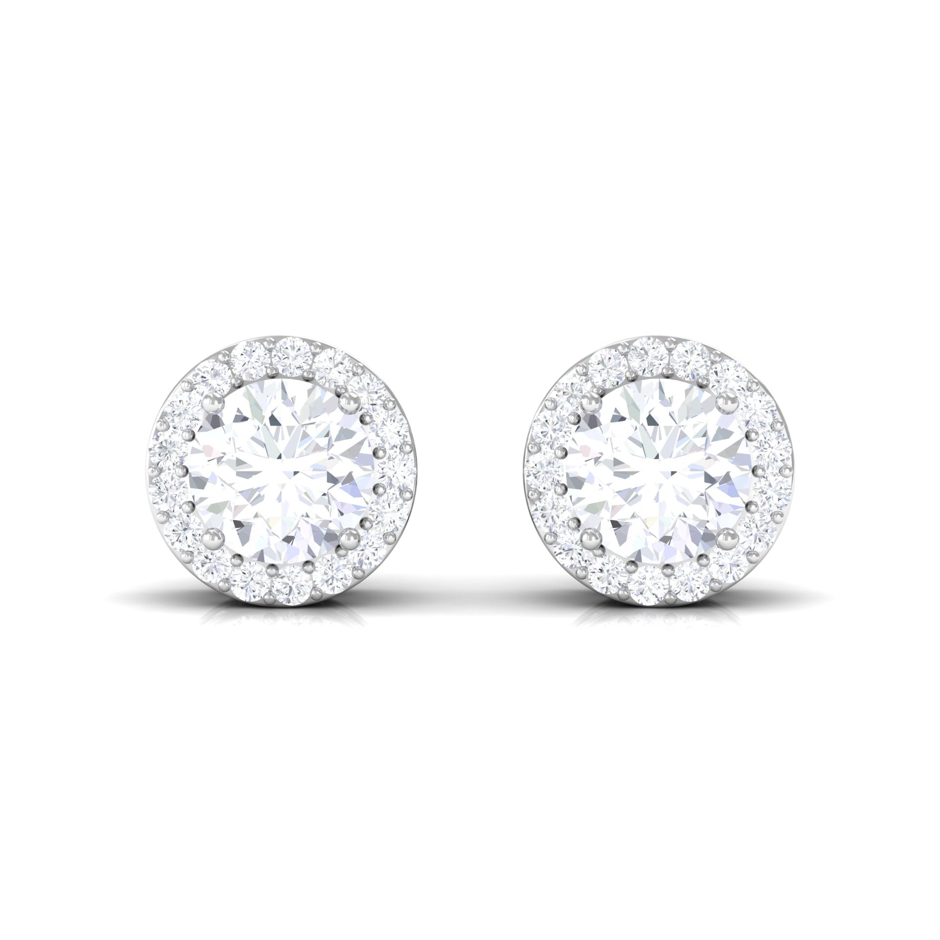 3 CT Certified Moissanite Minimal Stud Earrings with Halo in Gold