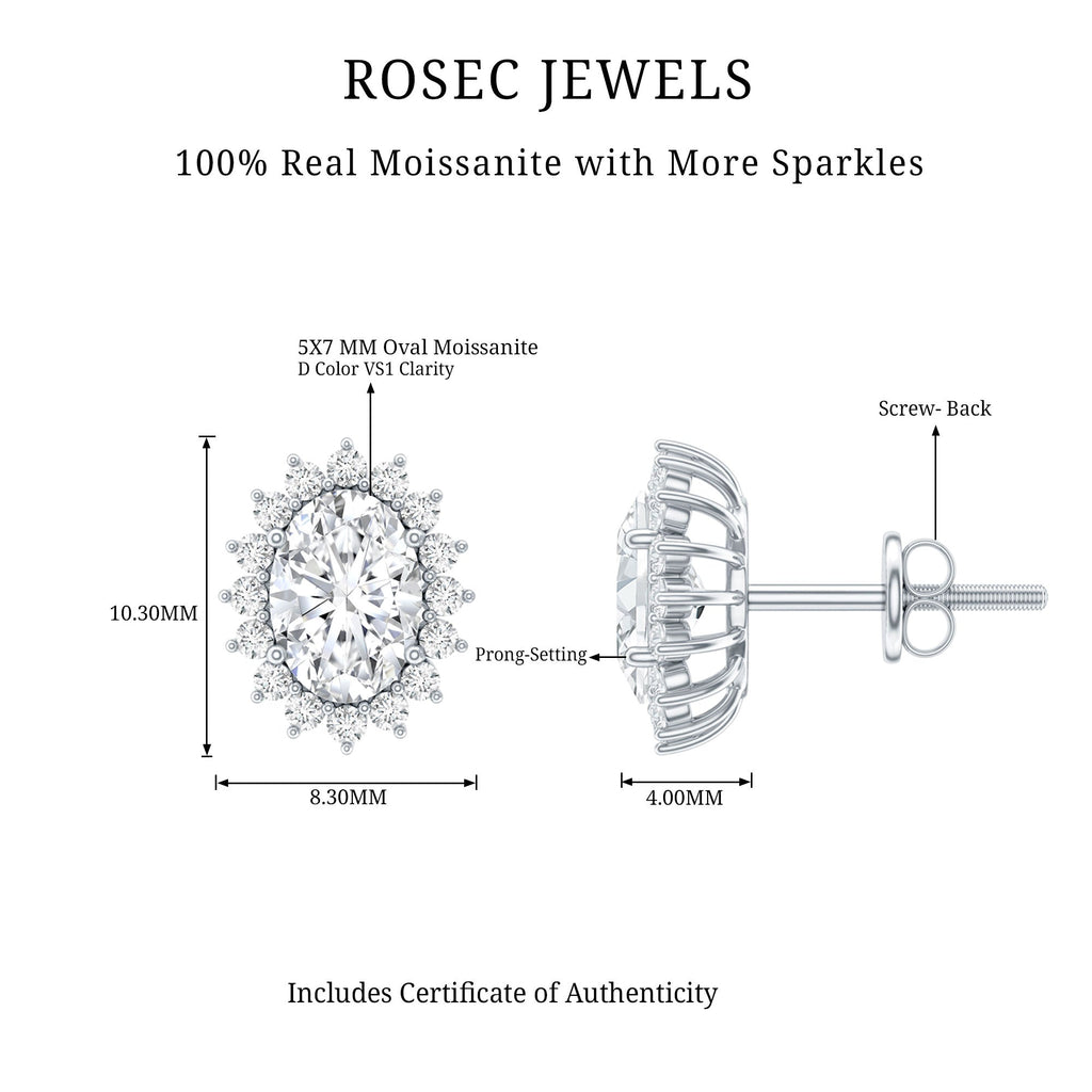 2.25 CT Oval Moissanite Classic Stud Earrings With Halo