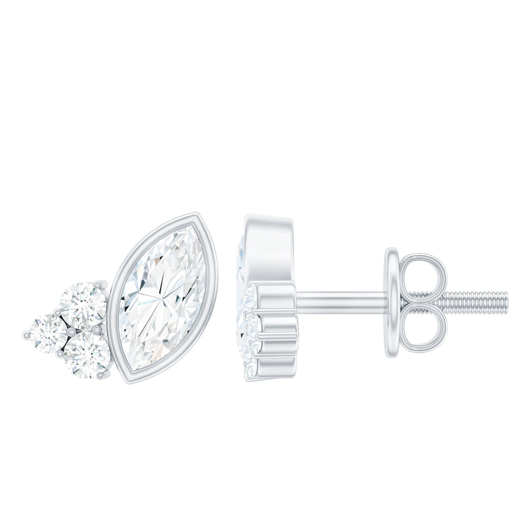 0.75 CT Marquise Shape Moissanite Stud Earrings with Screw Back